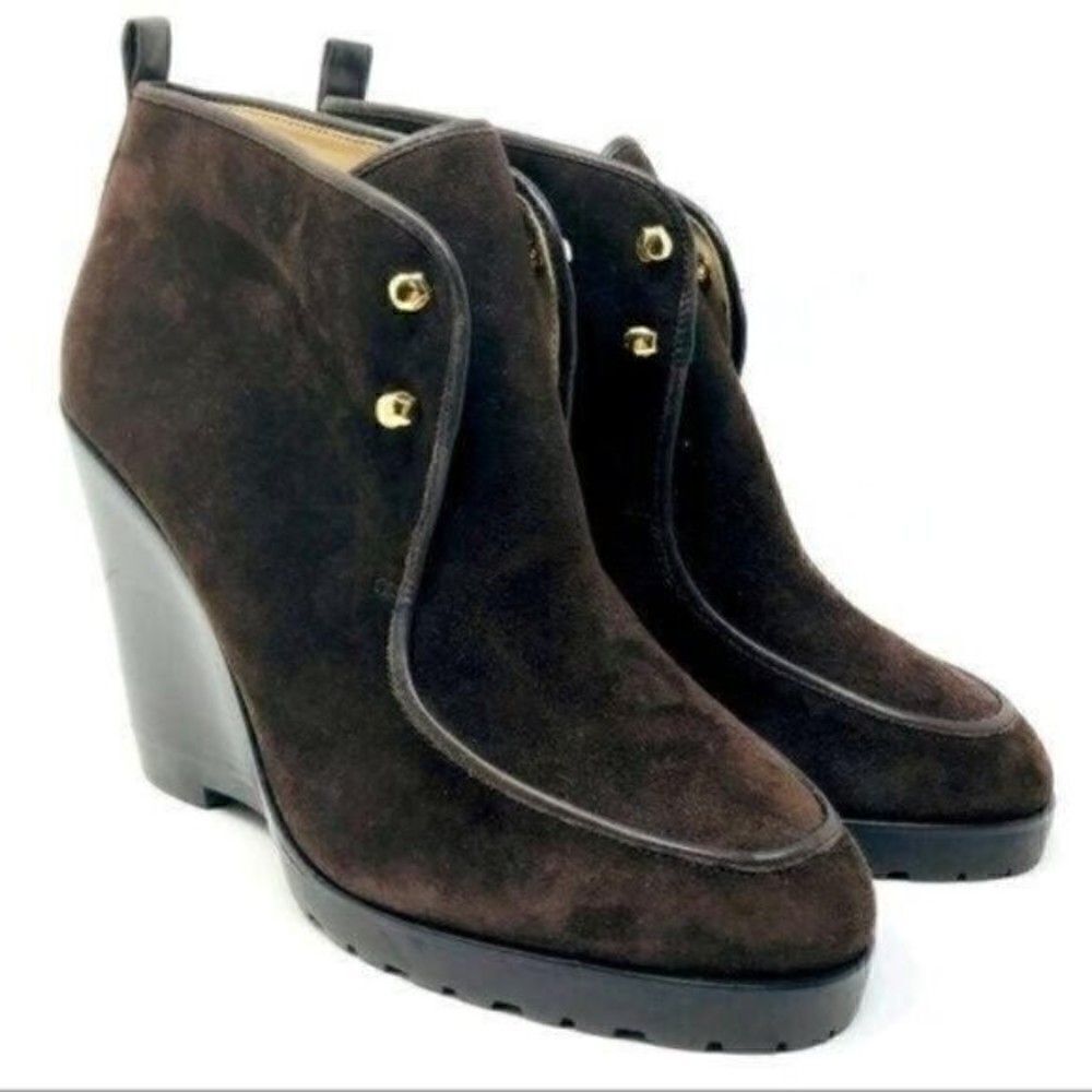 Michael Kors womans Brown suede wedged ankle boot 38 BoxM